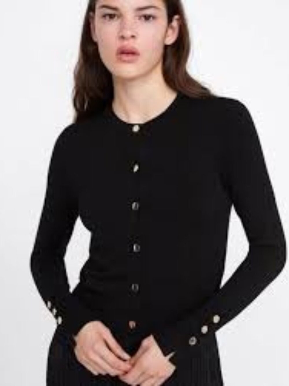 Zara Black Cardigan with Gold Buttons – Medium